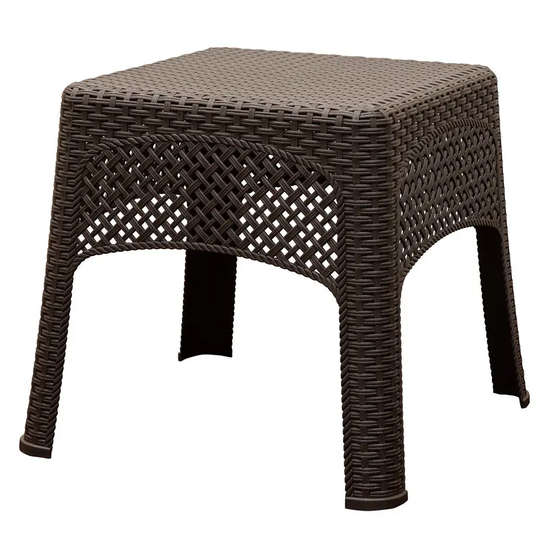 Adams Square Brown Polyresin Woven Side Table - Open Box 1