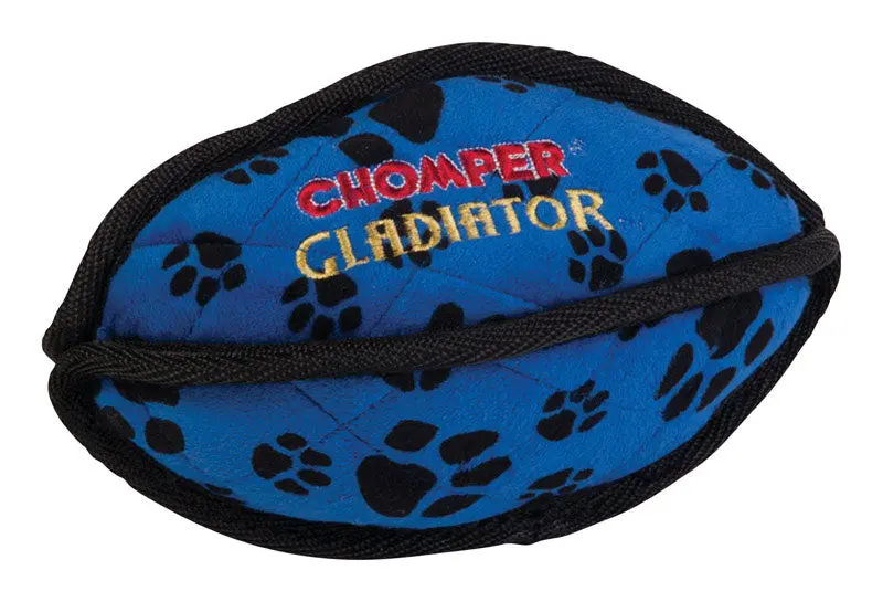 Chomper Gladiator Black/Blue Nylon/Plush Tuff Football Dog Toy Large - Deal Of The Week 1