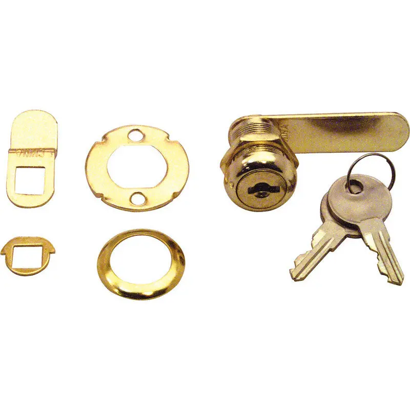 Prime-Line Bright Brass Gold Steel Cabinet/Drawer Lock - Open Box 1