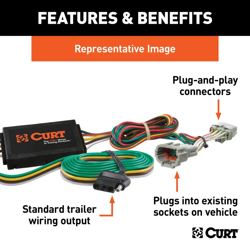 Curt 56282 Custom Vehicle-Specific Wiring Harness – 4-Way Flat Trailer Connector For Toyota Tacoma 1